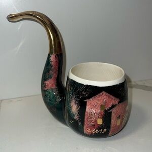 Sasha Brastoff 1950’s Ceramic Hand Painted Pipe Tea Bag Ashtray Container
